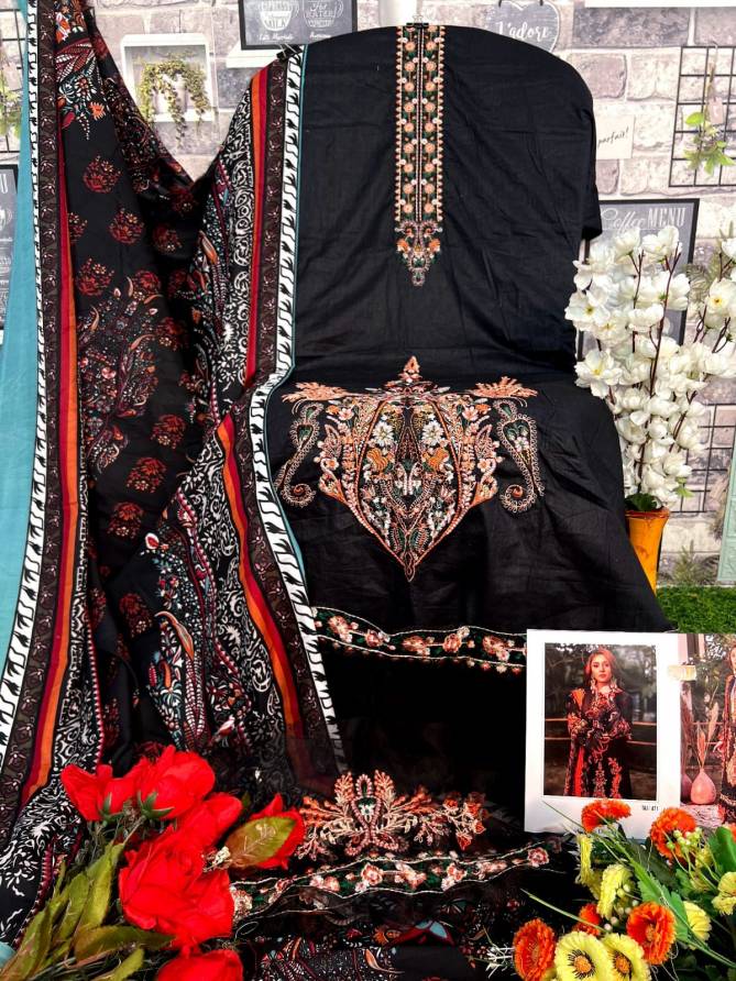 Taj 471 Embroidery Printed Cotton Pakistani Suits Wholesale Shop In Surat
